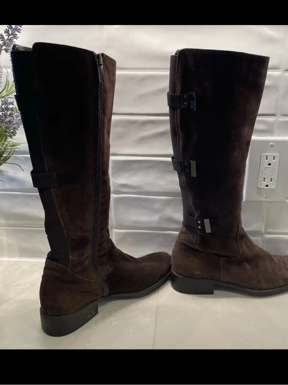 Aquatalia Women's Over-the-Knee Suede Boots in Dark Brown